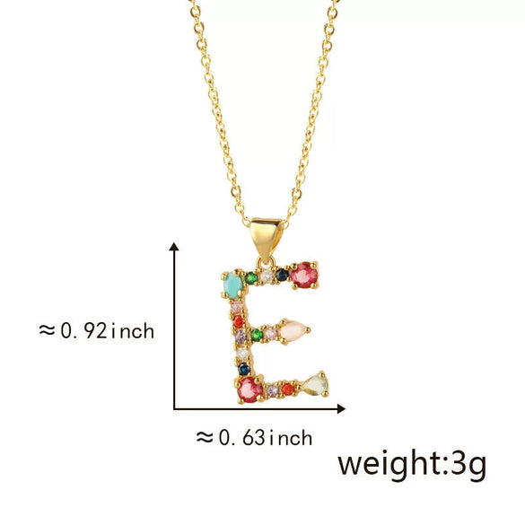 Pendant Necklace Copper Micro Inlay Color Zircon English Letters Hip Hop Style Electroplating