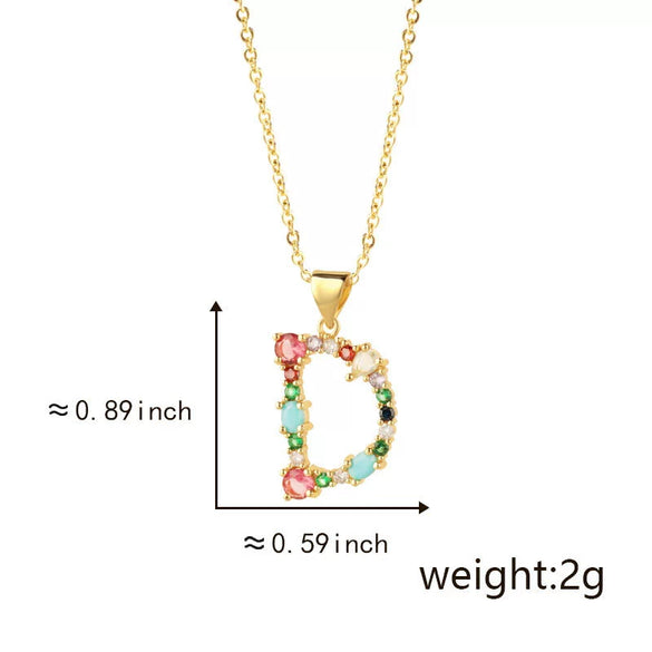 Pendant Necklace Copper Micro Inlay Color Zircon English Letters Hip Hop Style Electroplating