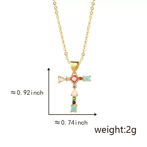 Pendant Necklace Copper Micro Inlay Color Zircon English Letters Hip Hop Style Electroplating