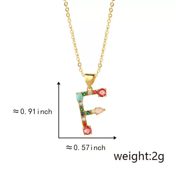 Pendant Necklace Copper Micro Inlay Color Zircon English Letters Hip Hop Style Electroplating
