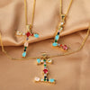 Pendant Necklace Copper Micro Inlay Color Zircon English Letters Hip Hop Style Electroplating
