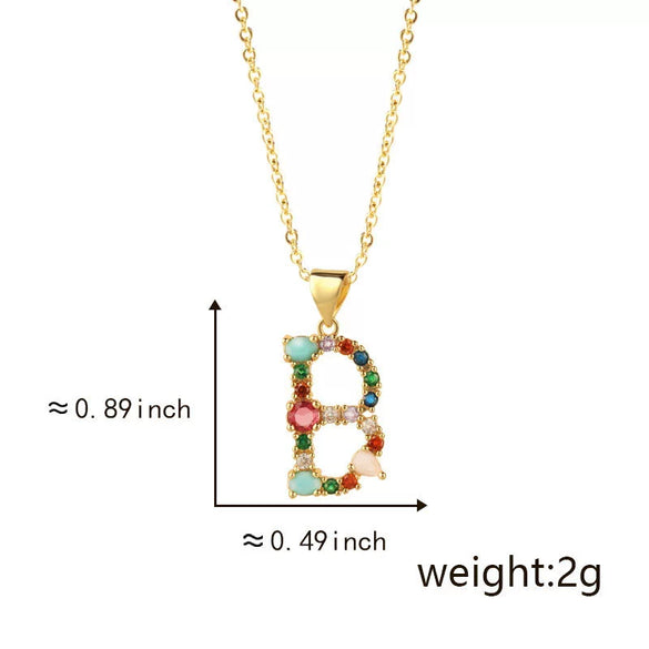 Pendant Necklace Copper Micro Inlay Color Zircon English Letters Hip Hop Style Electroplating