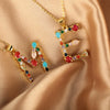 Pendant Necklace Copper Micro Inlay Color Zircon English Letters Hip Hop Style Electroplating