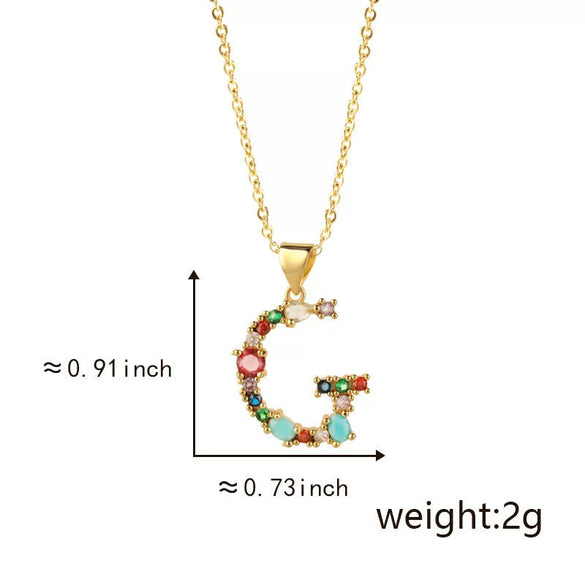 Pendant Necklace Copper Micro Inlay Color Zircon English Letters Hip Hop Style Electroplating
