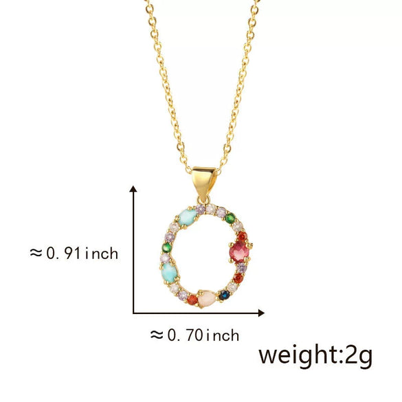 Pendant Necklace Copper Micro Inlay Color Zircon English Letters Hip Hop Style Electroplating