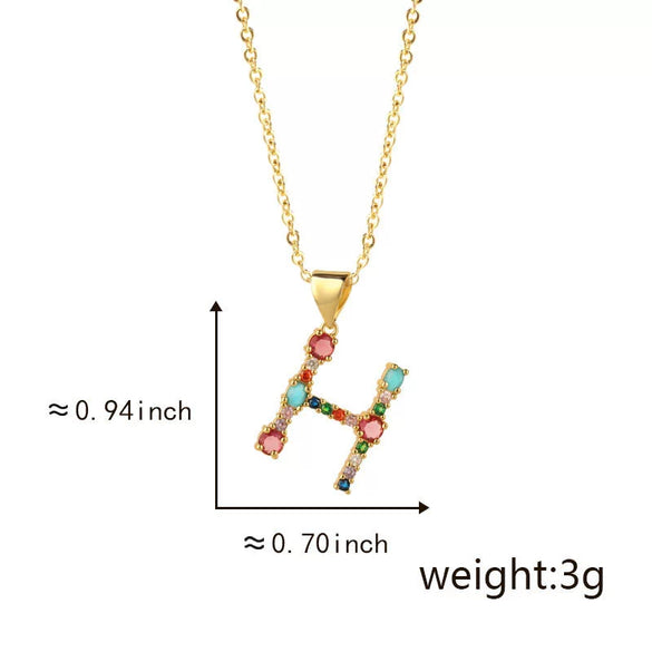 Pendant Necklace Copper Micro Inlay Color Zircon English Letters Hip Hop Style Electroplating