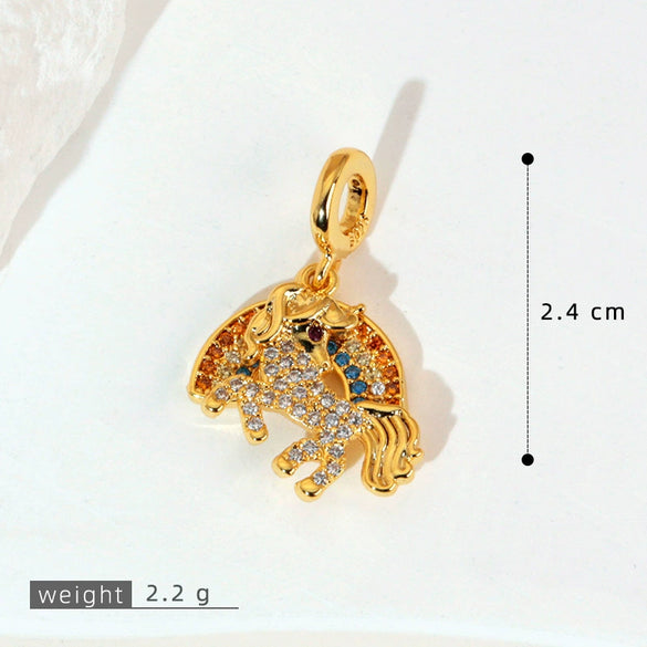 Pendant Necklace Copper Micropaved Zircon Wings Heart Constellation Shape Electroplating Style