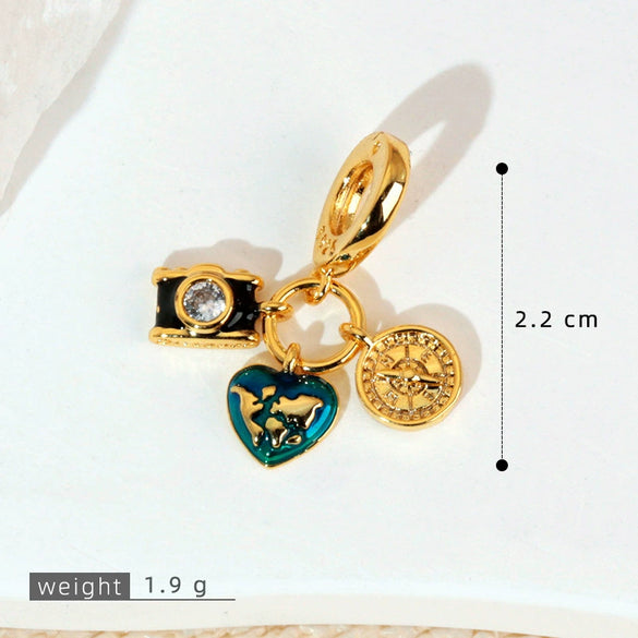 Pendant Necklace Copper Micropaved Zircon Wings Heart Constellation Shape Electroplating Style