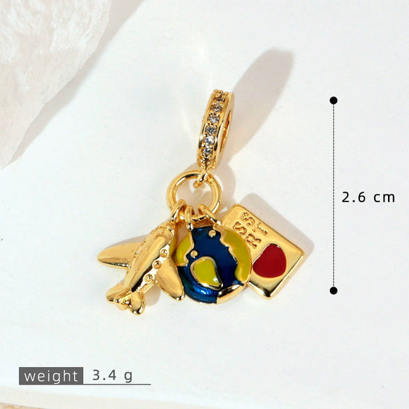 Pendant Necklace Copper Micropaved Zircon Wings Heart Constellation Shape Electroplating Style