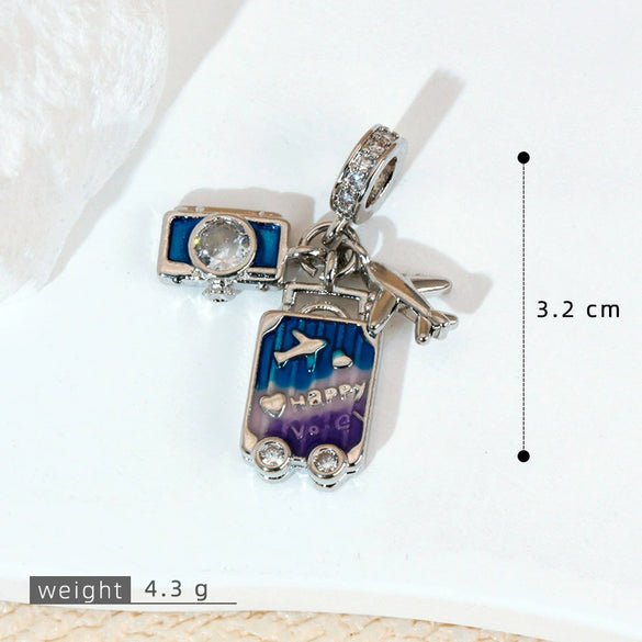 Pendant Necklace Copper Micropaved Zircon Wings Heart Constellation Shape Electroplating Style