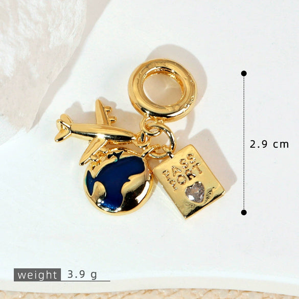 Pendant Necklace Copper Micropaved Zircon Wings Heart Constellation Shape Electroplating Style