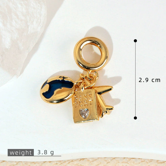 Pendant Necklace Copper Micropaved Zircon Wings Heart Constellation Shape Electroplating Style