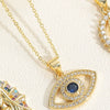 Pendant Necklace Copper Mixed Gem Inlay Devil's Eye Retro Electroplated Ochain For Women