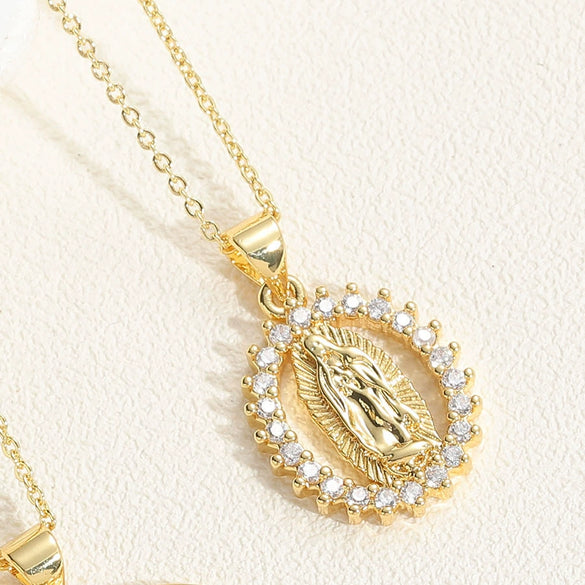 Pendant Necklace Copper Mixed Gem Inlay Devil's Eye Retro Electroplated Ochain For Women
