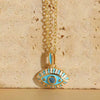 Pendant Necklace Copper Mixed Gem Inlay Dripping Oil Devil's Eye Design Ochain For Women