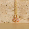 Pendant Necklace Copper Mixed Gem Inlay Dripping Oil Devil's Eye Design Ochain For Women