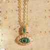 Pendant Necklace Copper Mixed Gem Inlay Dripping Oil Devil's Eye Design Ochain For Women