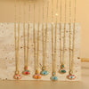 Pendant Necklace Copper Mixed Gem Inlay Dripping Oil Devil's Eye Design Ochain For Women