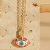 Pendant Necklace Copper Mixed Gem Inlay Dripping Oil Devil's Eye Design Ochain For Women