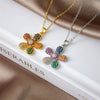 Pendant Necklace Copper Mixed Gem Inlay Electroplating Sunflower Leaves Light Luxury Style For Women