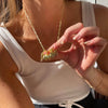 Pendant Necklace Copper Mixed Gemstone Inlay Geometric Shape Minimalist Style Vacuum Plating Real Gold