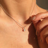 Pendant Necklace Copper Mixed Gemstone Inlay Geometric Square 12 Birthstone Women's Accessories