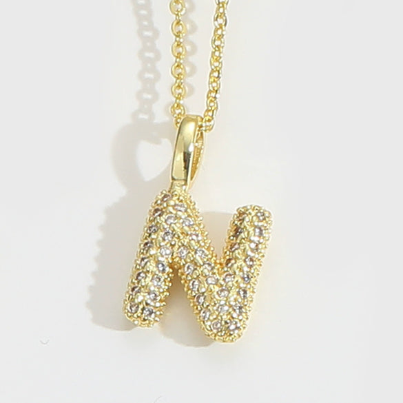 Pendant Necklace Copper Mixed Gemstone Setting Electroplating Simple Style With Letters Numbers Text
