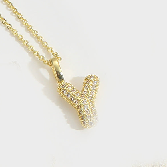 Pendant Necklace Copper Mixed Gemstone Setting Electroplating Simple Style With Letters Numbers Text