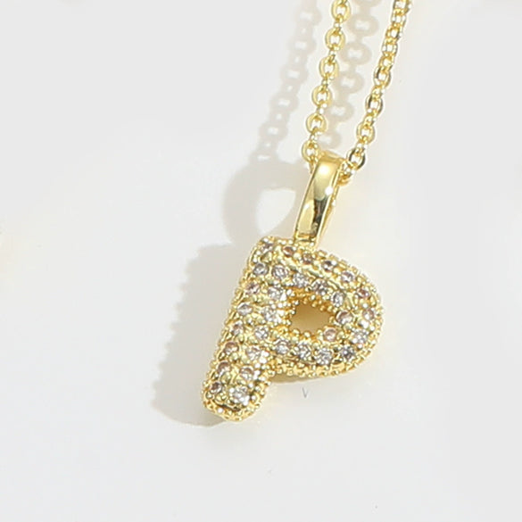 Pendant Necklace Copper Mixed Gemstone Setting Electroplating Simple Style With Letters Numbers Text