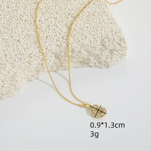 Pendant Necklace Copper Mixed Gemstone Setting Electroplating Simple Style With Letters Numbers Text
