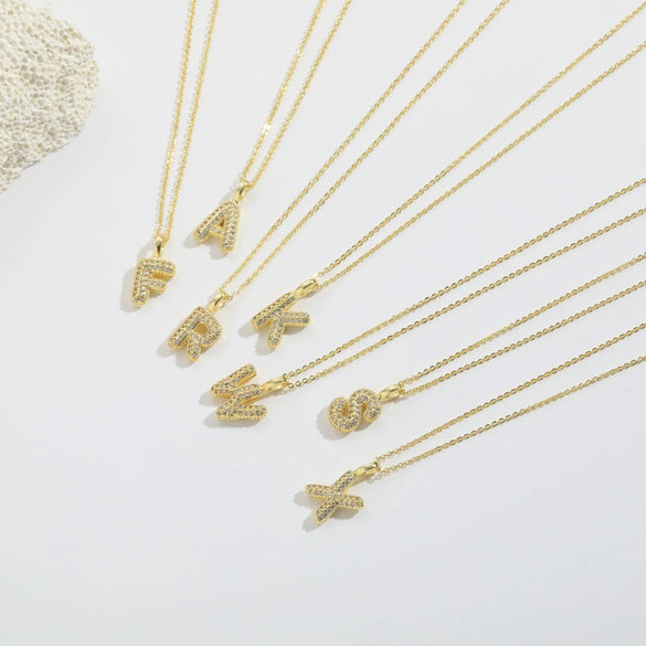 Pendant Necklace Copper Mixed Gemstone Setting Electroplating Simple Style With Letters Numbers Text
