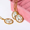 Pendant Necklace Copper Mixed Gemstone Setting Flower Shape Set With Diamonds