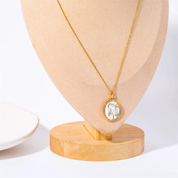 Pendant Necklace Copper Mixed Gemstone Setting Flower Shape Set With Diamonds