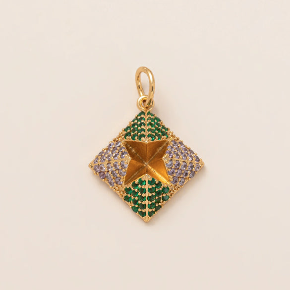 Pendant Necklace Copper Mixed Gemstone Setting Geometric Electroplating For Women