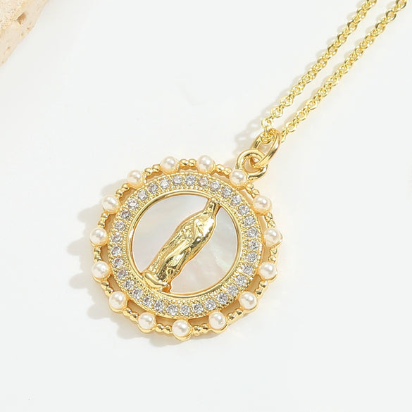 Pendant Necklace Copper Mixed Gemstone Setting Geometric Electroplating For Women