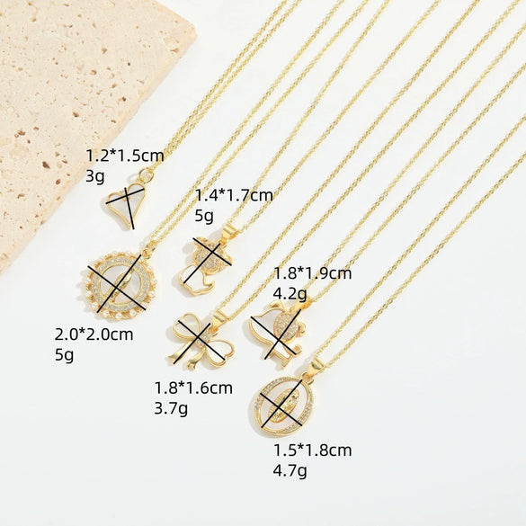 Pendant Necklace Copper Mixed Gemstone Setting Geometric Electroplating For Women