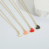 Pendant Necklace Copper Mixed Gemstone Setting Heart Shape Electroplating Simple Style Women's