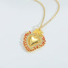 Pendant Necklace Copper Mixed Gemstone Setting Heart Shape Electroplating Simple Style Women's