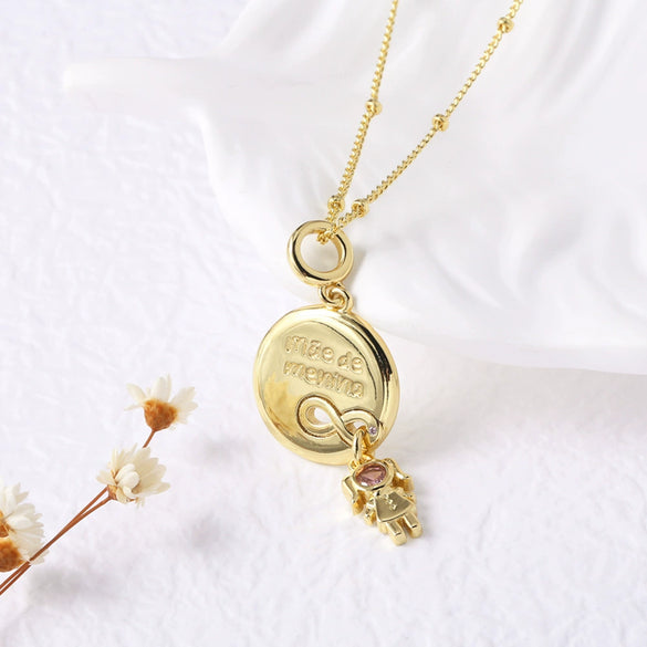 Pendant Necklace Copper Plated 18K Gold With Cartoon Characters U Shaped Design For Unisex