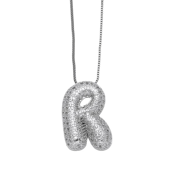Pendant Necklace Copper Plated Real Gold Inlaid With Zircon Letter Design