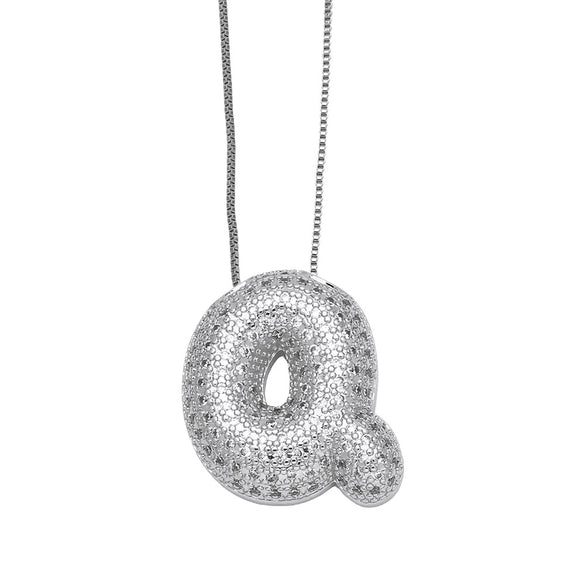 Pendant Necklace Copper Plated Real Gold Inlaid With Zircon Letter Design
