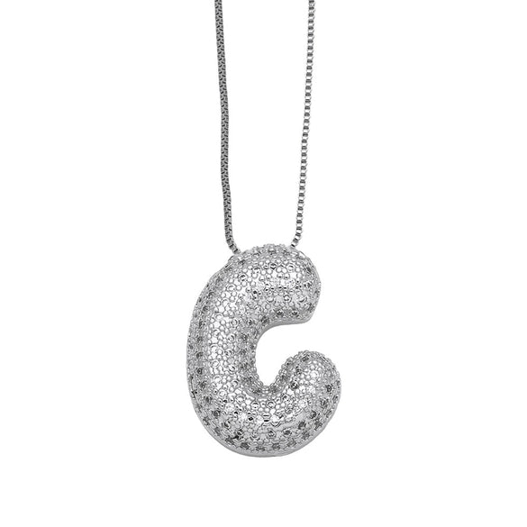 Pendant Necklace Copper Plated Real Gold Inlaid With Zircon Letter Design