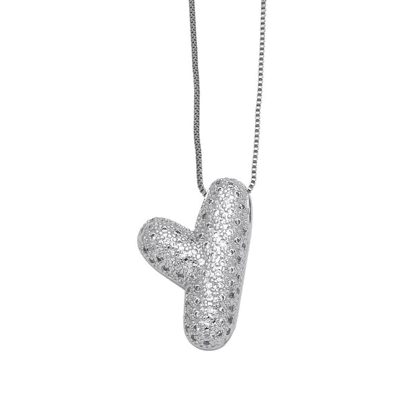 Pendant Necklace Copper Plated Real Gold Inlaid With Zircon Letter Design