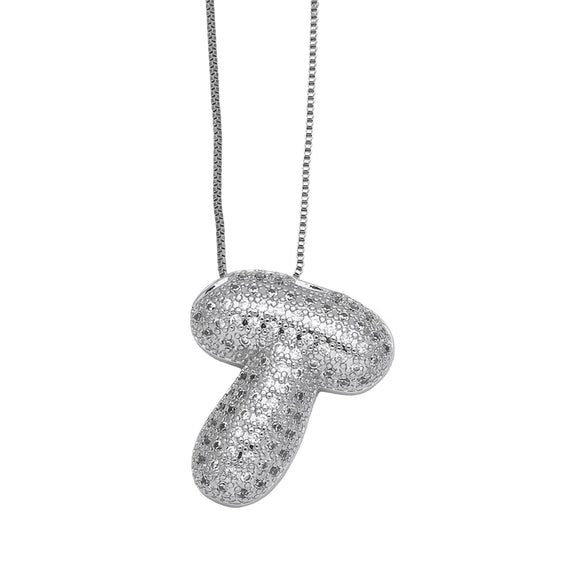 Pendant Necklace Copper Plated Real Gold Inlaid With Zircon Letter Design