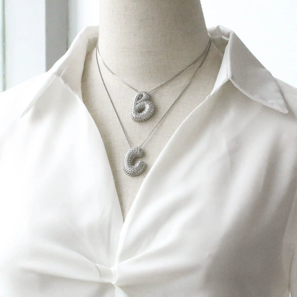 Pendant Necklace Copper Plated Real Gold Inlaid With Zircon Letter Design