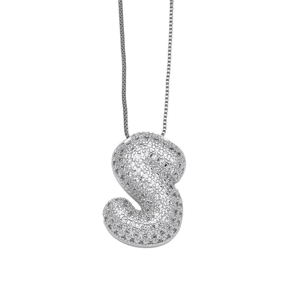 Pendant Necklace Copper Plated Real Gold Inlaid With Zircon Letter Design