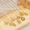 Pendant Necklace Copper Plated Real Gold Light Luxury Geometric Mixed Gemstone Setting Jewelry O Word Chain