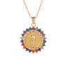 Pendant Necklace Copper Plated Real Gold Light Luxury Geometric Mixed Gemstone Setting Jewelry O Word Chain