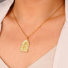 Pendant Necklace Copper Plated Real Gold Light Luxury Geometric Mixed Gemstone Setting Jewelry O Word Chain