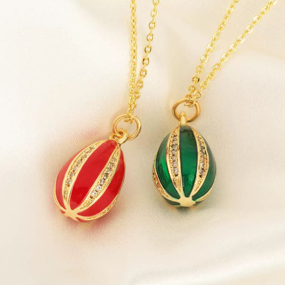 Pendant Necklace Copper Plated Real Gold Microinlaid Zircon Egg Geometric Light Luxury